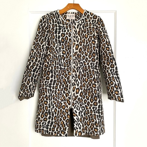 SEA New York Raffia Leopard Print Duster Coat size 2 - Picture 3 of 13